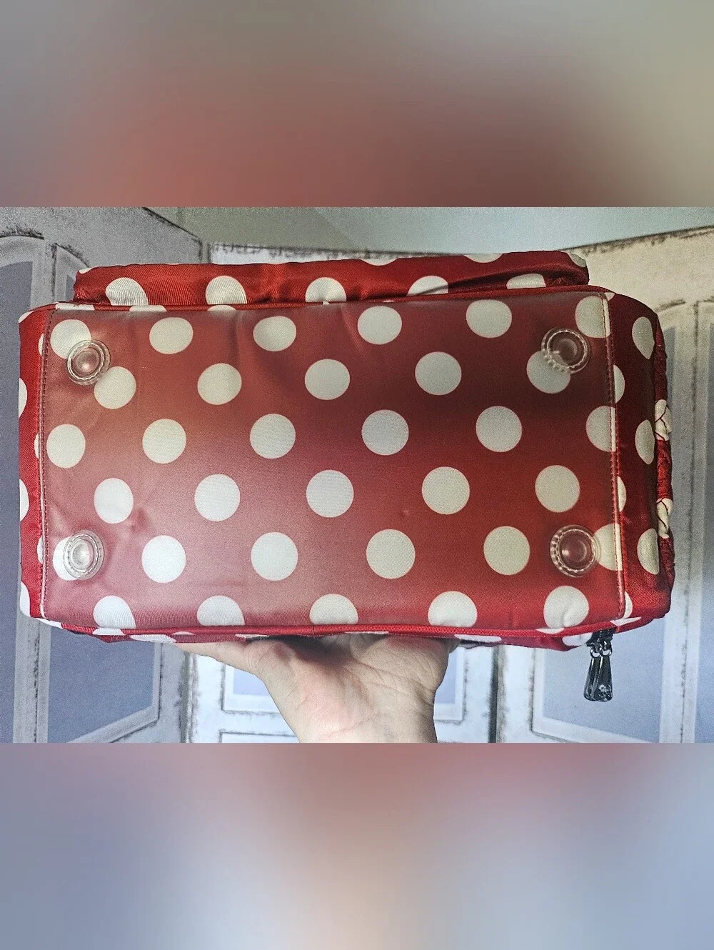 lug Red and White Polka Dot Quilted Tote Bag
